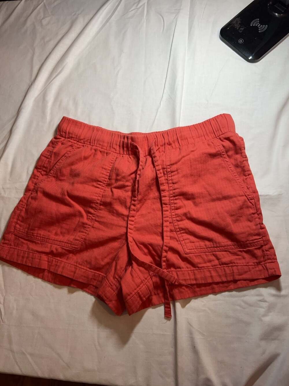 LOFT Outlet Coral Herringbone Drawstring Shorts Size M